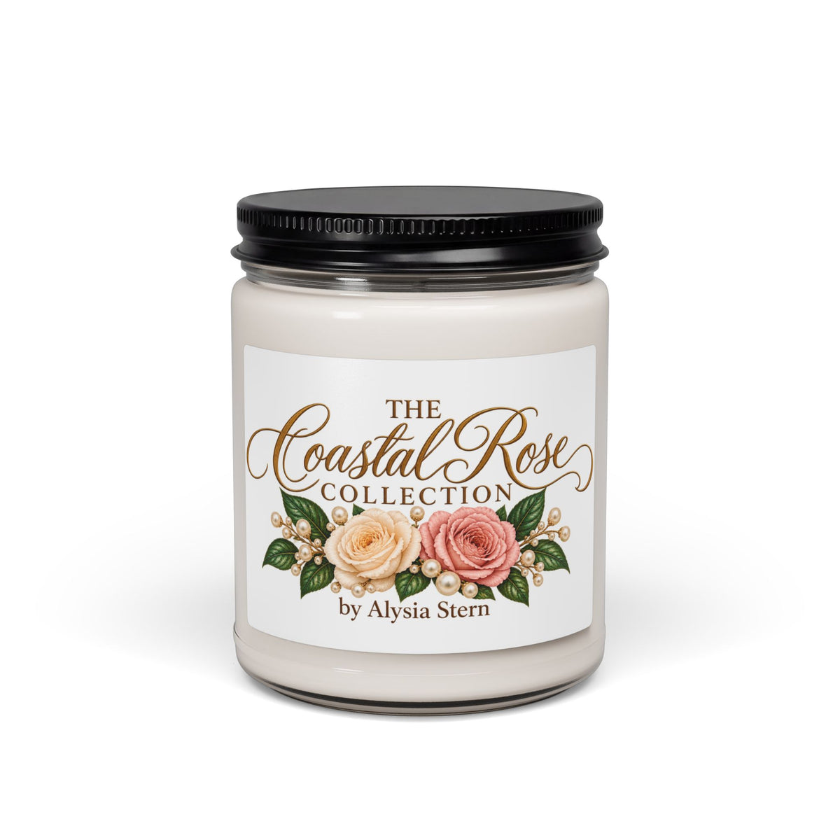 Coastal Rose Collection Candle 9oz Soy Jar | Floral Label, Hand Poured