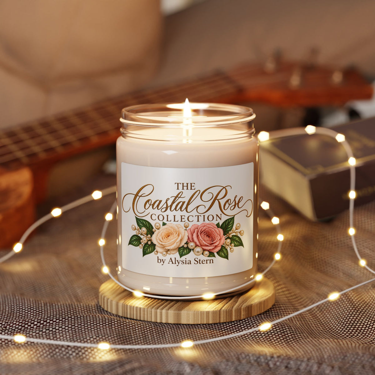 Coastal Rose Collection Candle 9oz Soy Jar | Floral Label, Hand Poured
