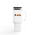 40oz Insulated Travel Mug with Vintage Rose Floral Design