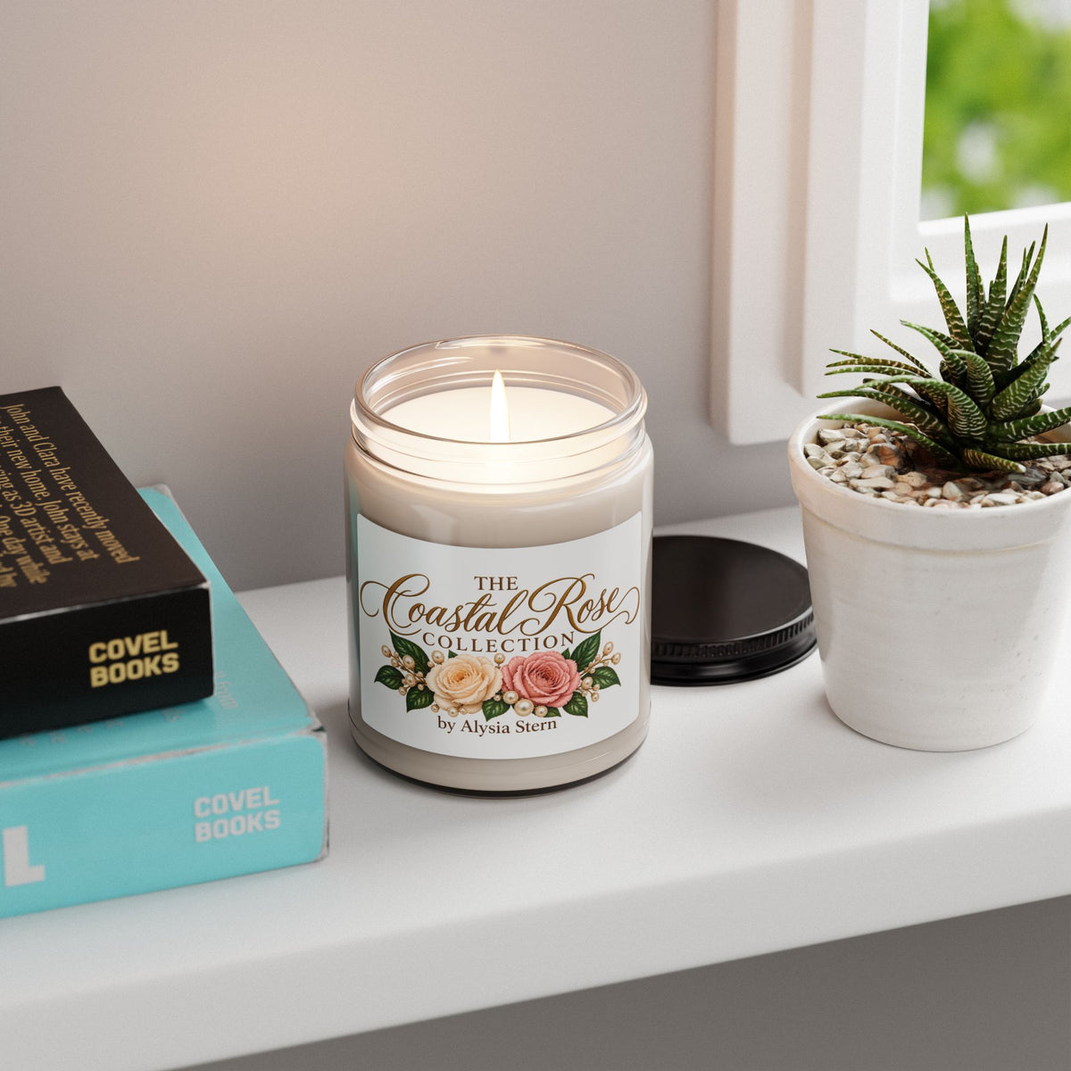 Coastal Rose Collection Candle 9oz Soy Jar | Floral Label, Hand Poured