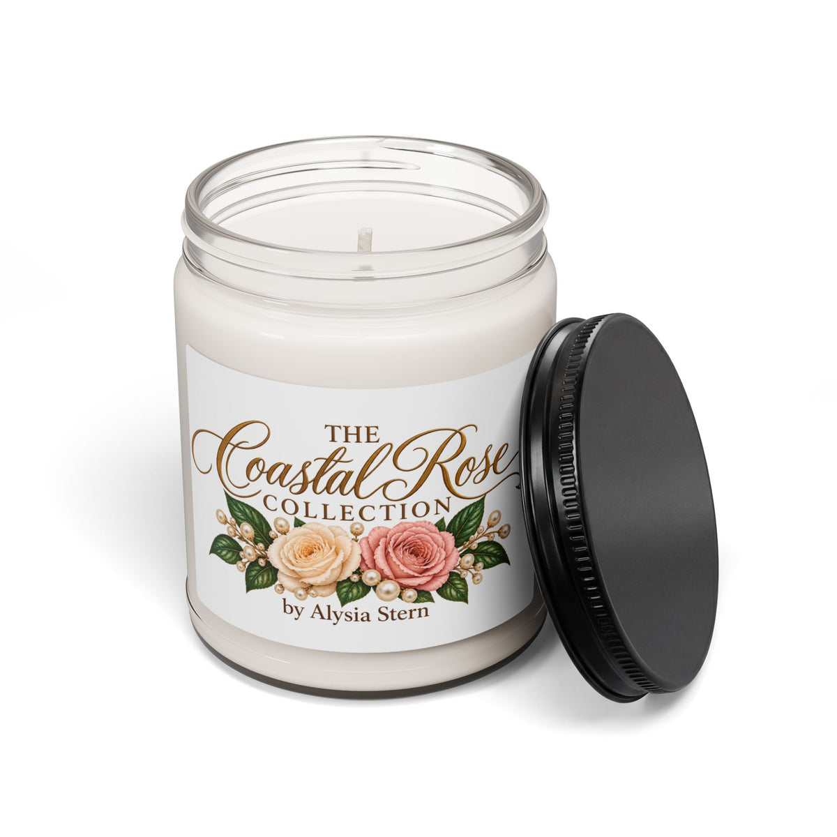 Coastal Rose Collection Candle 9oz Soy Jar | Floral Label, Hand Poured
