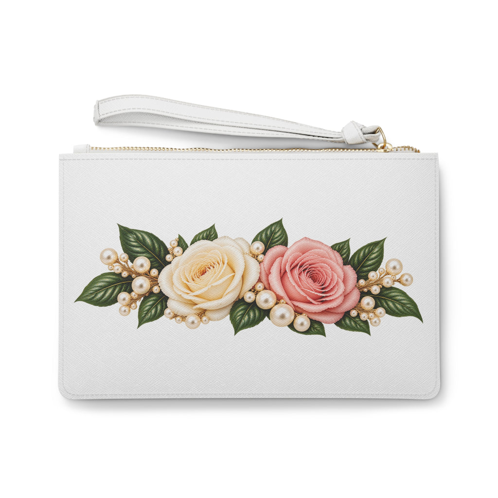 Floral Pearl Rose Clutch Bag
